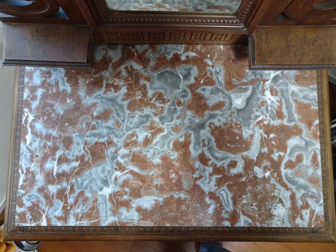 お引取限定横浜市フランス アンティークドレッサー 大理石トップ 綺麗 コンパクト