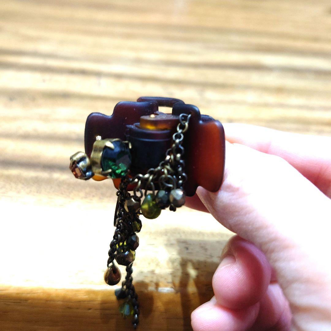 hiro　コンプレックスビズ　グリーン＆ブラウン系クリップ２個セット