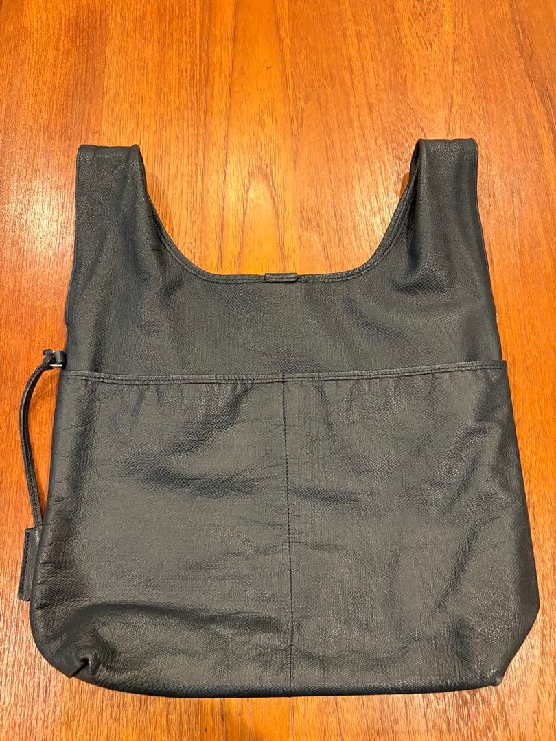 aniary アニアリ　レザー　ハンドバッグ　エコバッグ　ネイビー