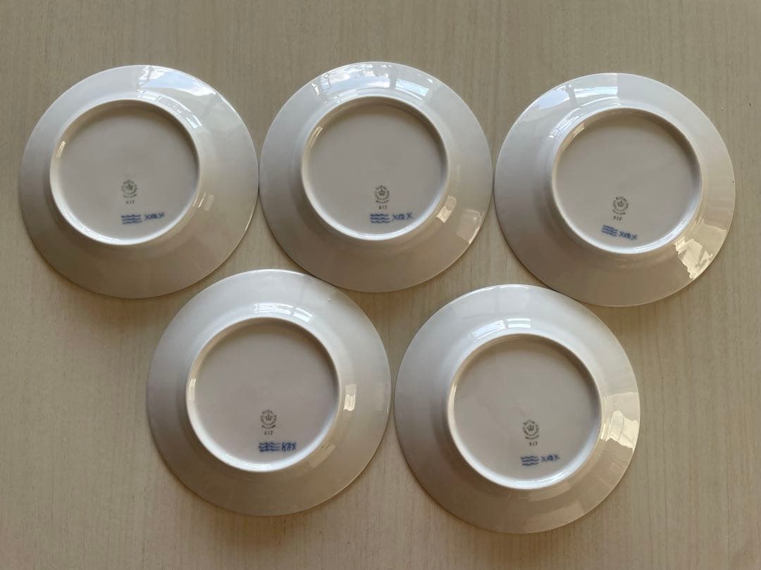 17cm ロイヤルコペンハーゲン ブルーフルーテッド ハーフレース 皿 5枚