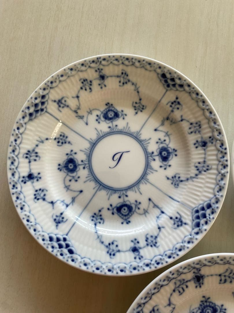 17cm ロイヤルコペンハーゲン ブルーフルーテッド ハーフレース 皿 5枚