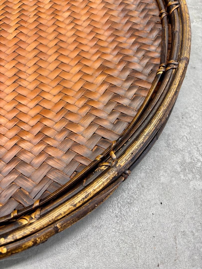 古民藝 竹丸盆 直径67cm 大型丸盆 竹編み 干し盆 古道具 古民家