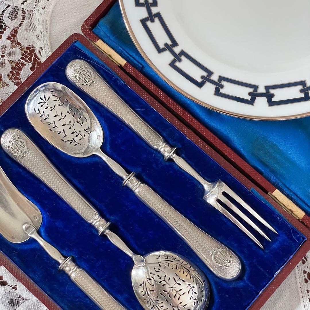 フランス純銀950 銀無垢 サービングカトラリーミネルヴァ　希少アンティーク