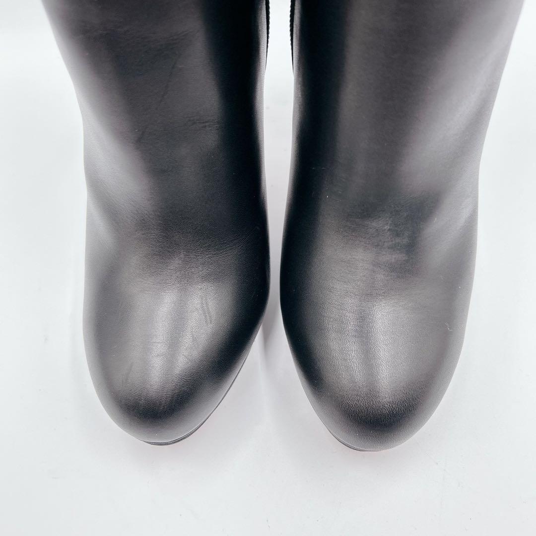 未使用級✨クリスチャンルブタン　ロングブーツ　レザー　ブラック　37 1/2