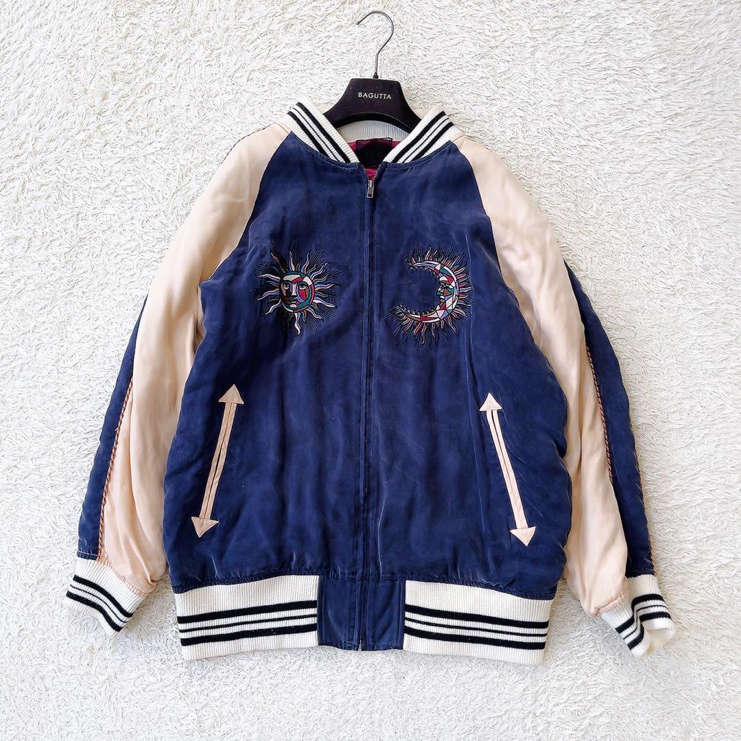 アウラ　AULA スカジャン　ビッグ刺繍　　大鹿　月　星　ネイビー　アウター