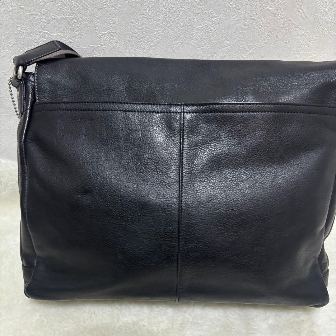 希少 コーチ ショルダーバッグ ヘリテージ ウェブレザー メッセンジャー シボ革