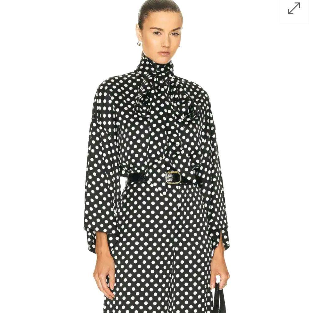 極美品✨ サンローラン　近年モデル　ドット ブラウス　ボウタイ　リボン　ゆったり