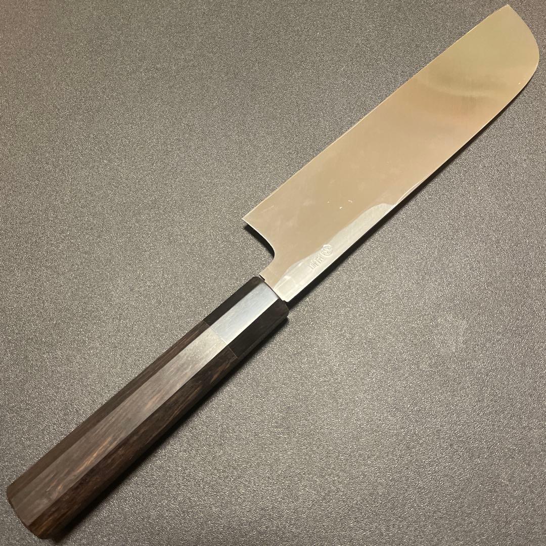 薄刃包丁 7.5寸 刃渡約226 mm 白ニ鋼　黒檀柄