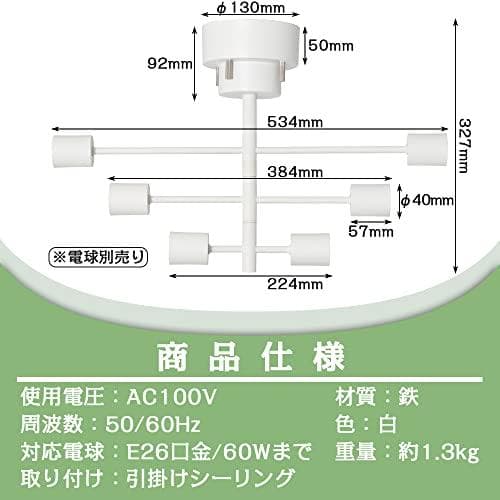 Hzfluo シャンデリア シーリングライト 6灯 E26 ペンダントライト a