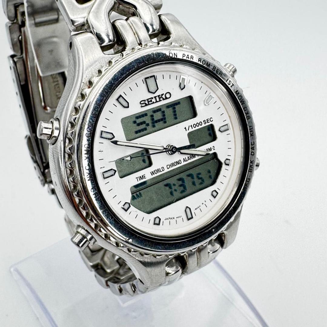 SEIKO セイコー メタルバンド シルバー デジアナ アラーム 腕時計