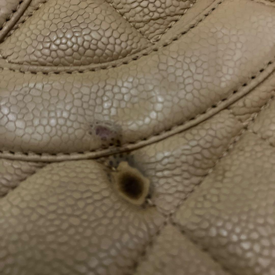 シャネル　復刻トート　キャビアスキン　ベージュ　金具　ゴールド　正規店購入　本物