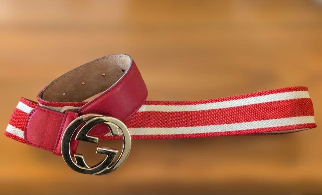 GUCCI レッド ストライプ ベルト