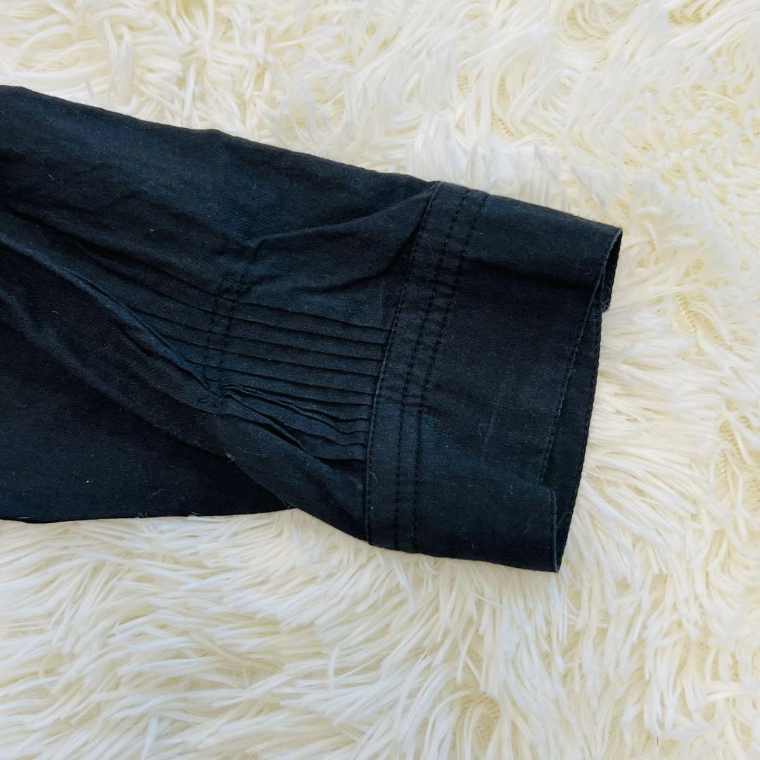 美品 25ss かぐれ コットンピンタックブラウス 黒 ブラウス 近年 長袖