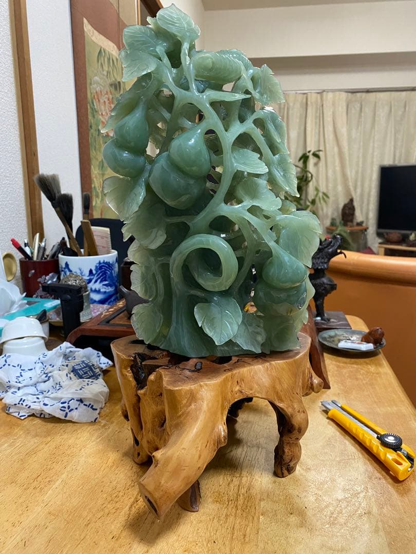 和田玉 和田碧玉 中国美術 龍と瓢箪 天然石