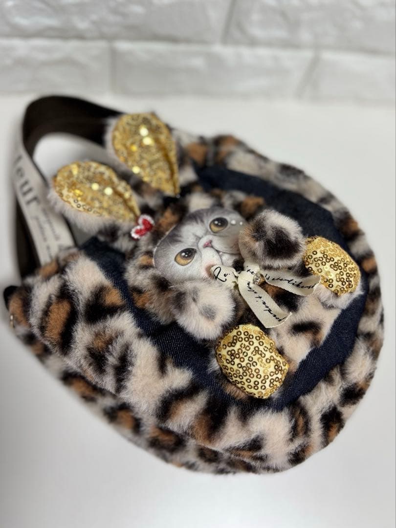 ゆ*ら様 コヤンイサムチョン　ハンドメイド　ファーミニバッグ　ヒョウ柄ベージュ