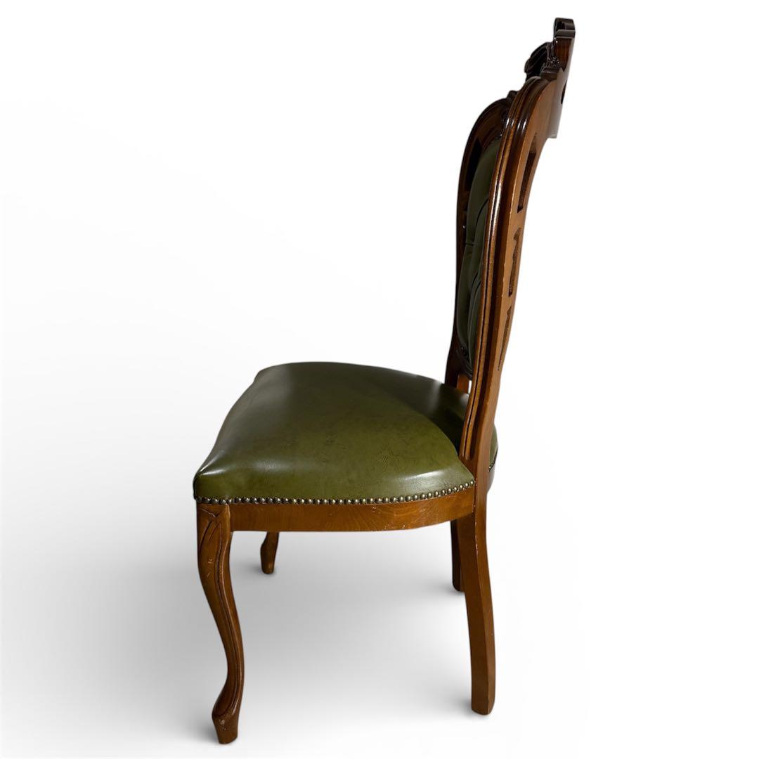 イタリアン ヴィンテージ調 ダイニングチェア レザー 猫脚