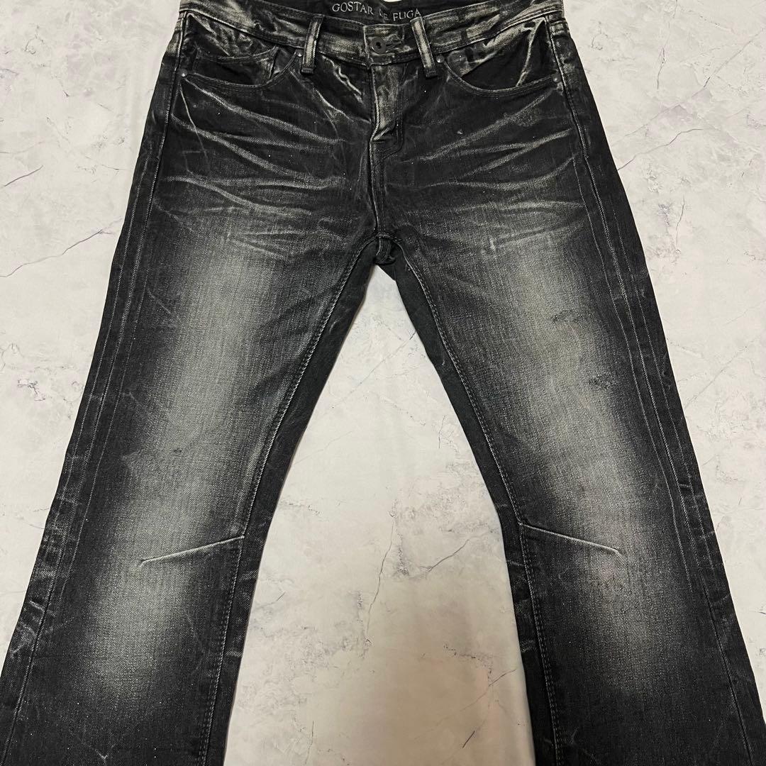 美品 GOSTAR DE FUGA デニム フレア ラメ シワ加工 y2k