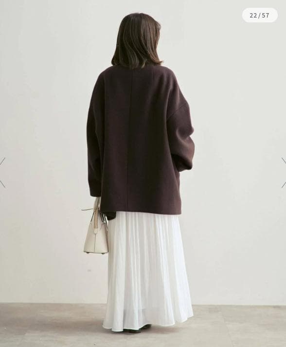 新品タグ付✨NOBLE スタンドカラーオーバーコート 完売色ブラウン 日本製 F