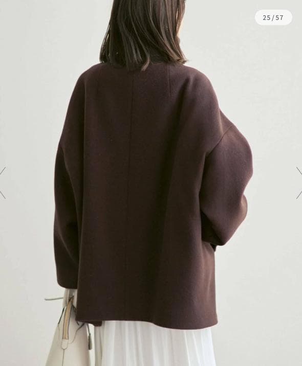 新品タグ付✨NOBLE スタンドカラーオーバーコート 完売色ブラウン 日本製 F