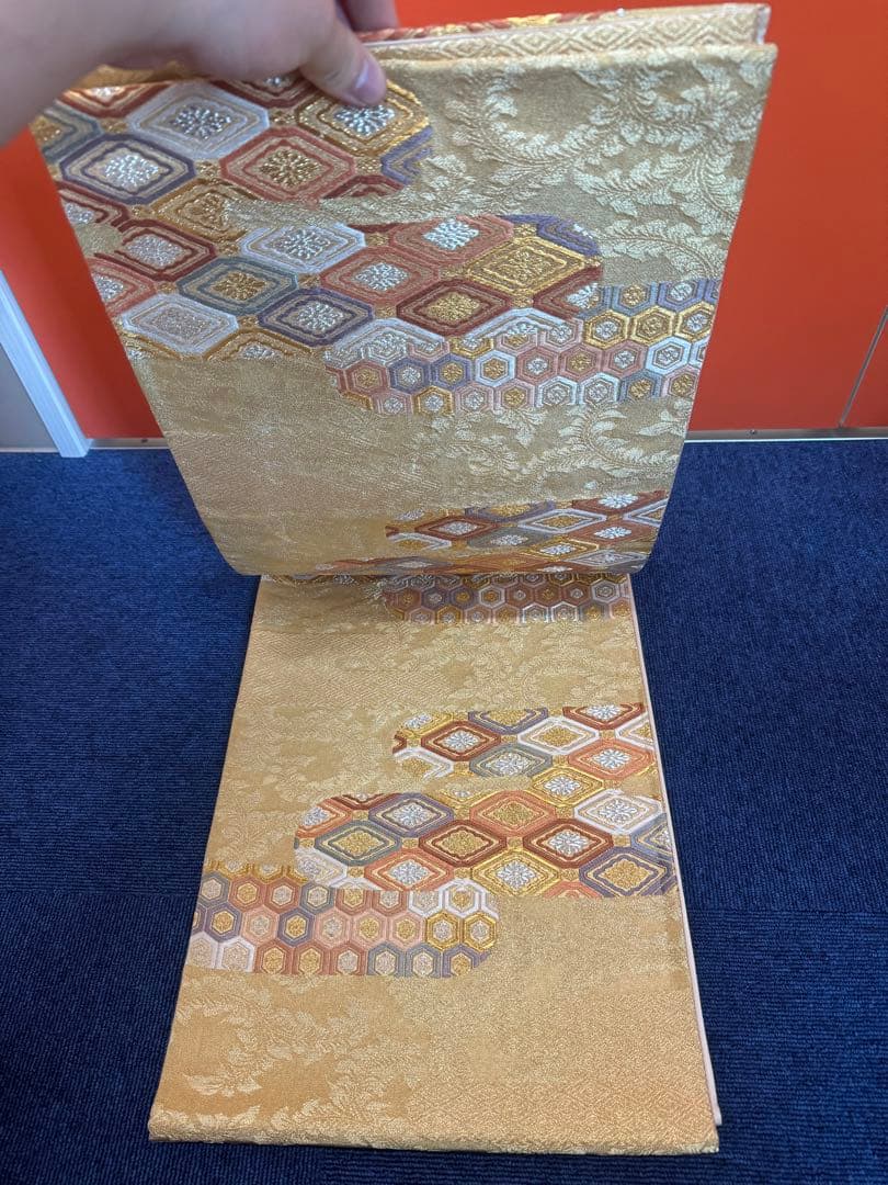 1932 袋帯 古代彫金紋  西陣織   金糸　高級上質上品　約440cm未使用