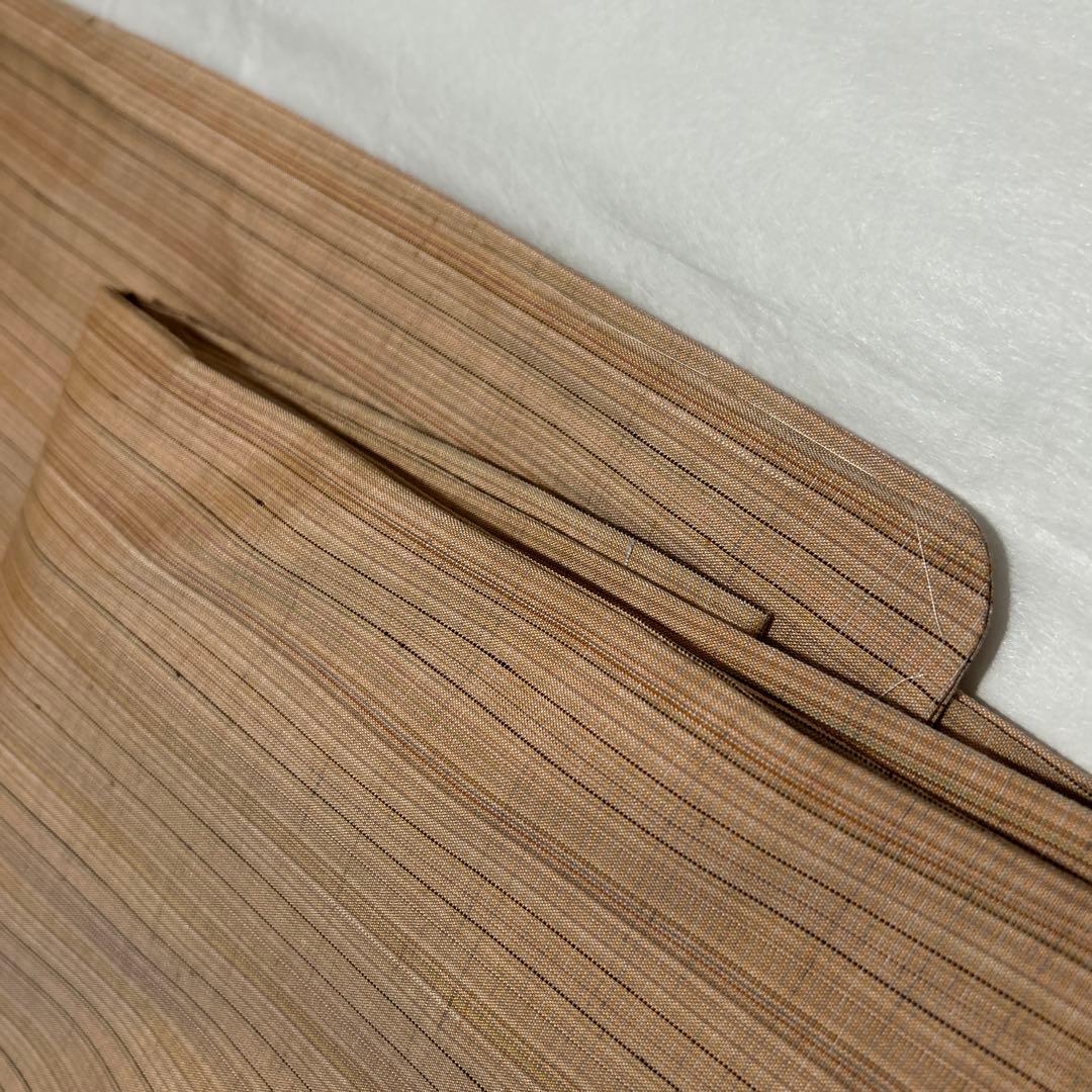 お値下！しつけ付ひとえ紬お着物。裄67.5身丈164 尻あて有り。