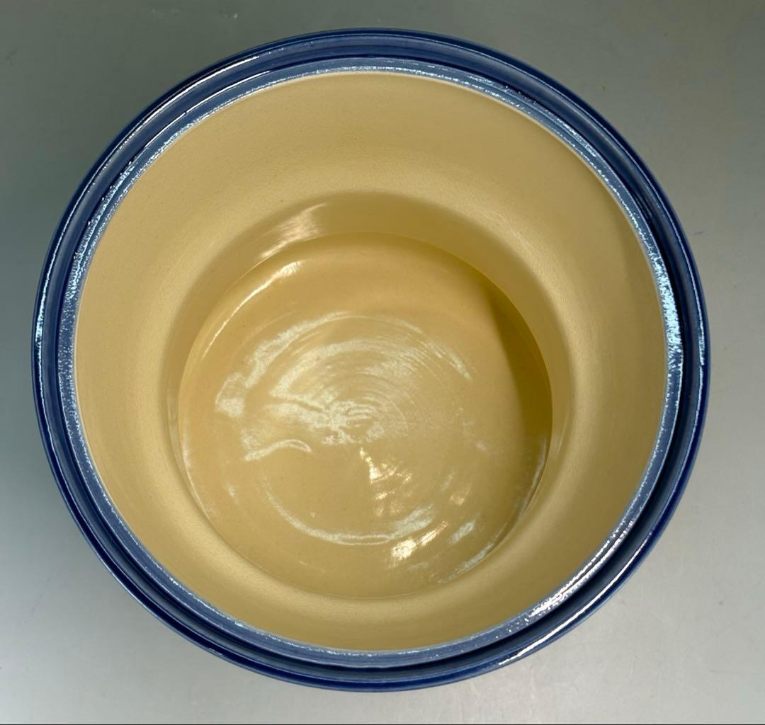 【中古品】加藤浩一造　瑠璃交趾　波に宝尽水指（共箱）