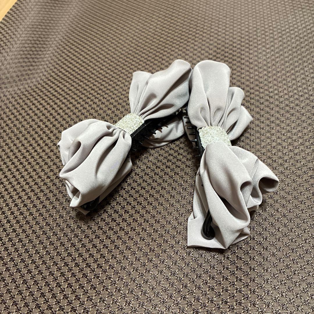 ラフィネリボン バナナクリップ(ピンクベージュ