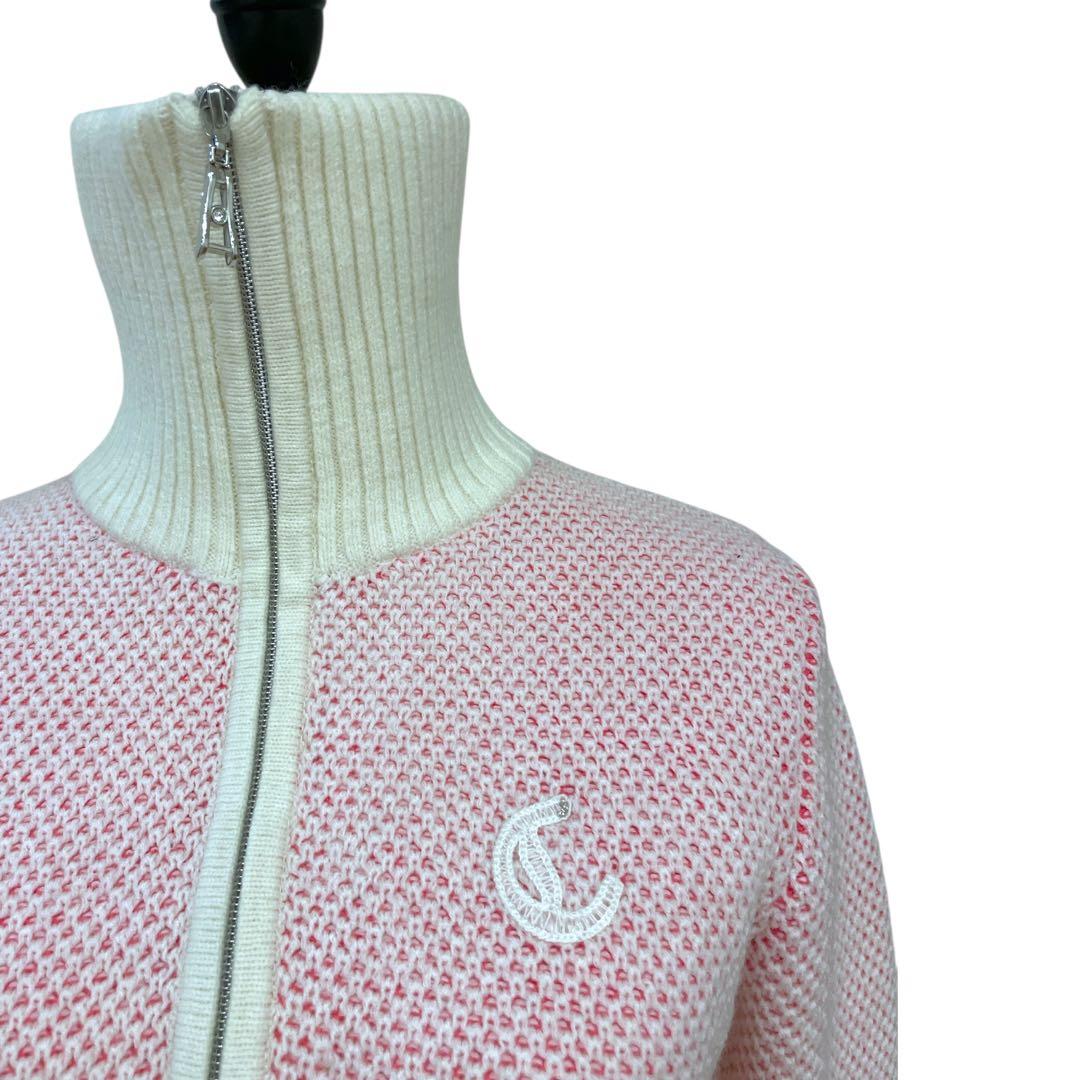 美品　キャロウェイ　ブルゾン　ジャケット　ウール　ニット ホワイト　ピンク M