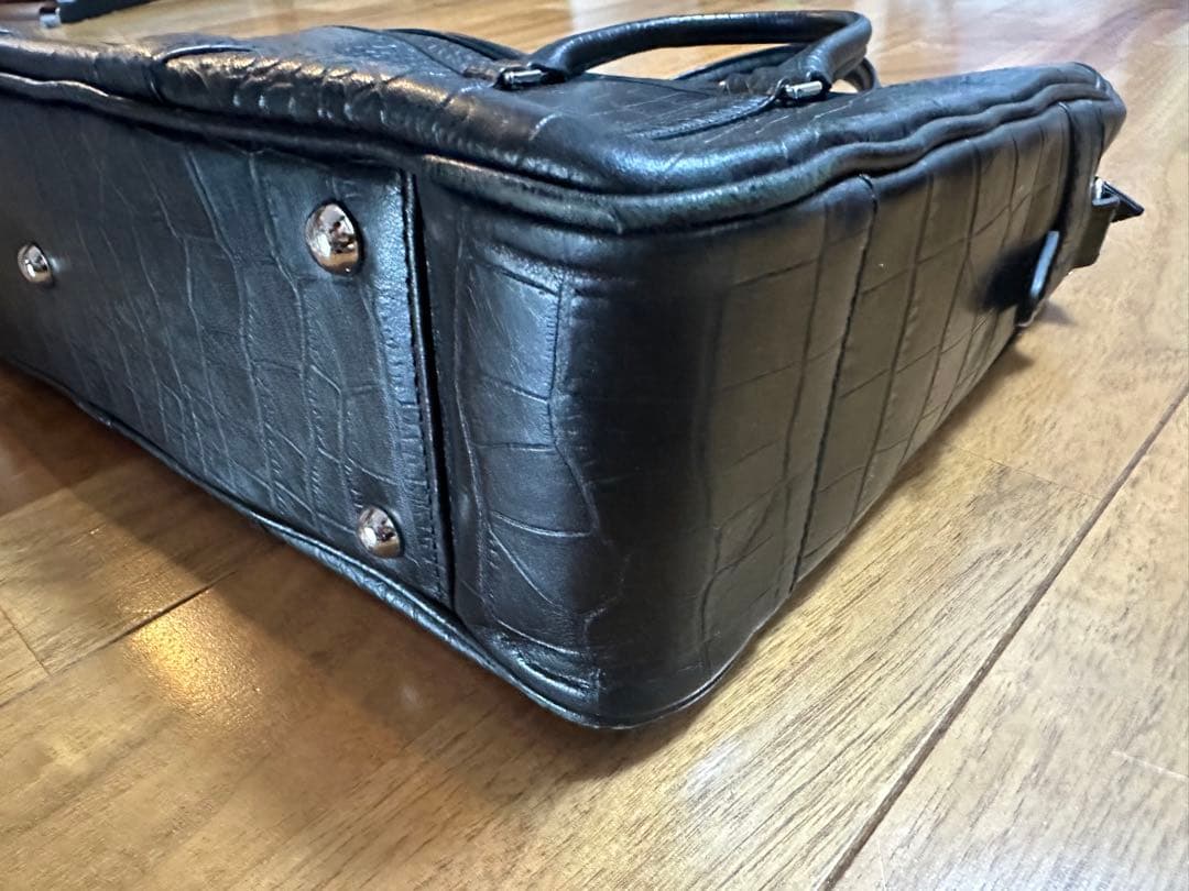 UNITED ARROWS クロコ型押し レザーブリーフケース ビジネスバッグ