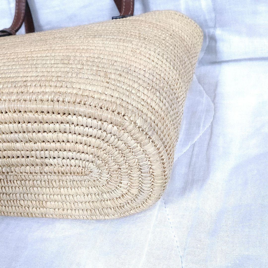 百鬼 ロエベ スクエア バスケット トートバッグ スモール ベージュ かご