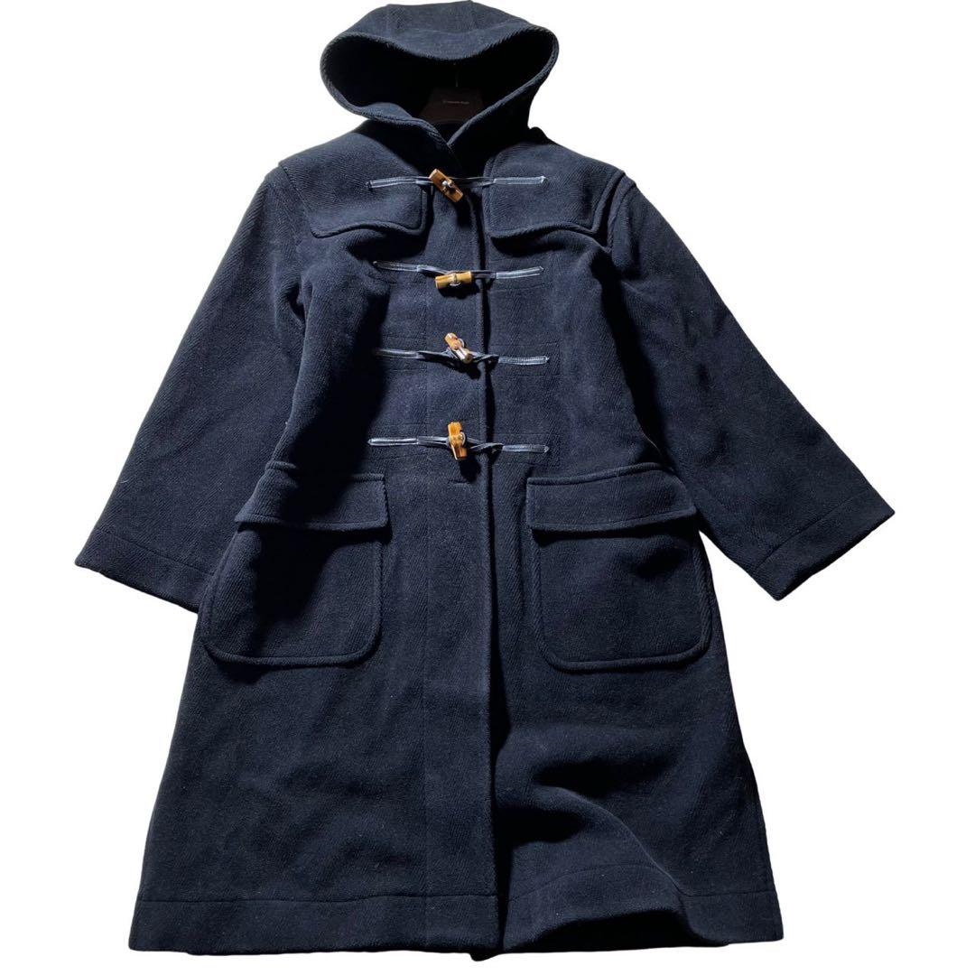 ビームスライツ　ダッフルコート　カットパイル へリンボーン ロング　ネイビー　L