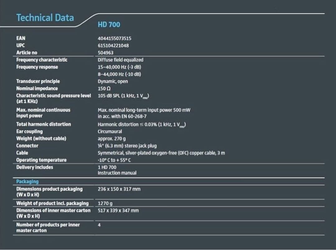 ゼンハイザー senheiser HD700オープン型ヘッドホン