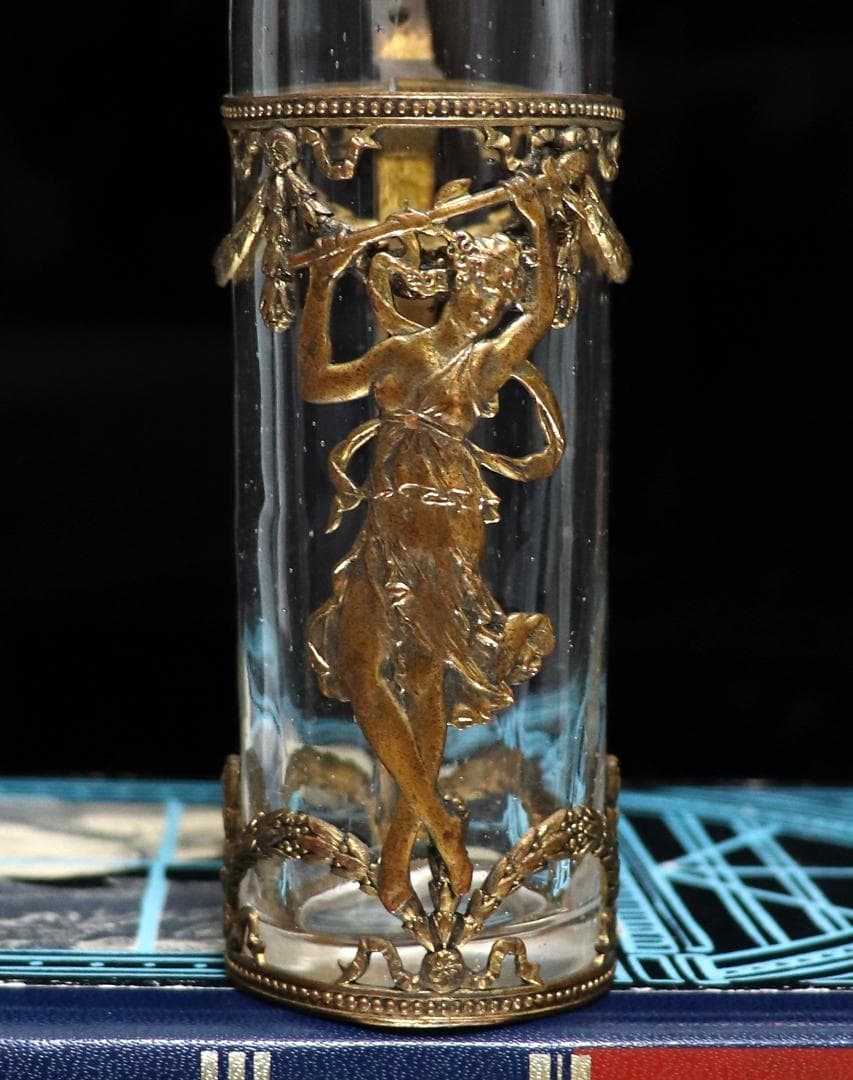 オールド・バカラ 超稀少 1880年 ブロンズ装飾 女神図 花瓶 アンティーク