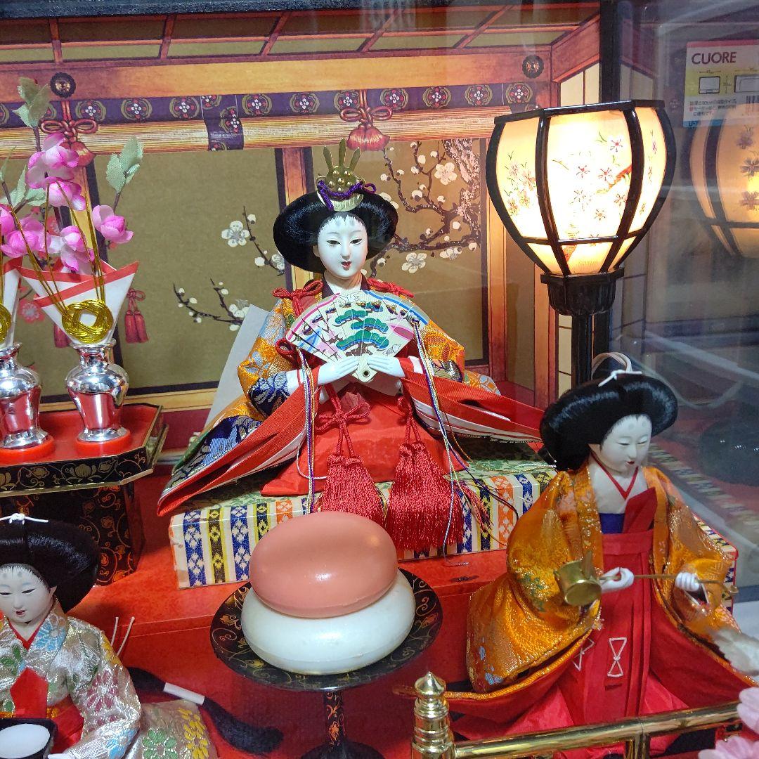 ひな祭り ガラスケース入りひな人形セット