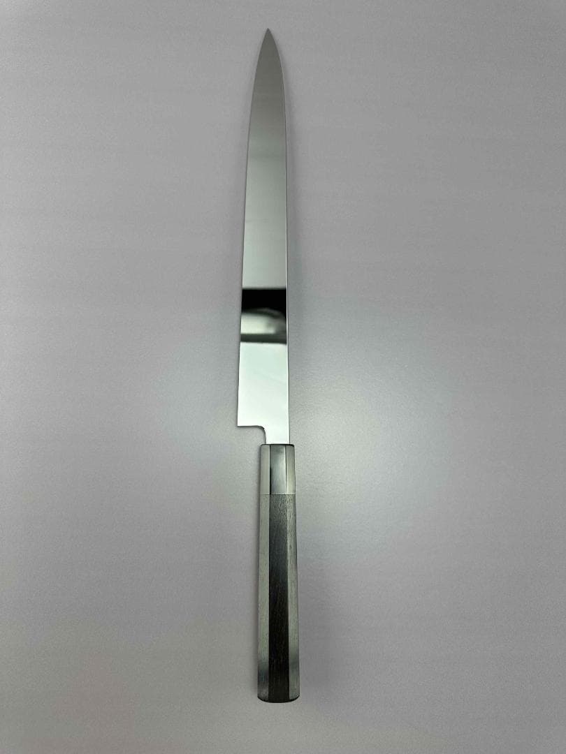5580柳刃包丁 尺一 ウルトラ鏡面仕上げ 刺身包丁 本刃付け 黒檀黒水牛八角柄