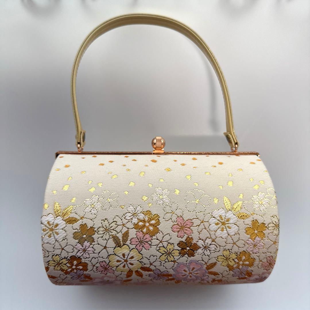 和装用草履&バッグ　ゴールド　花柄