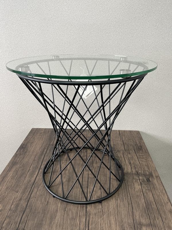 【展示品】フランフラン　マーリアサイドテーブル　クリア×ブラック