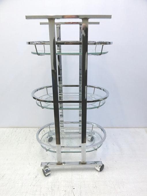 ガラスワゴン☆キャスター付き☆ステンレス キッチンラック