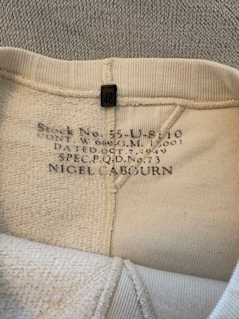 ナィジェルケーボン Nigel Cabourn ホワイト スウェット 48