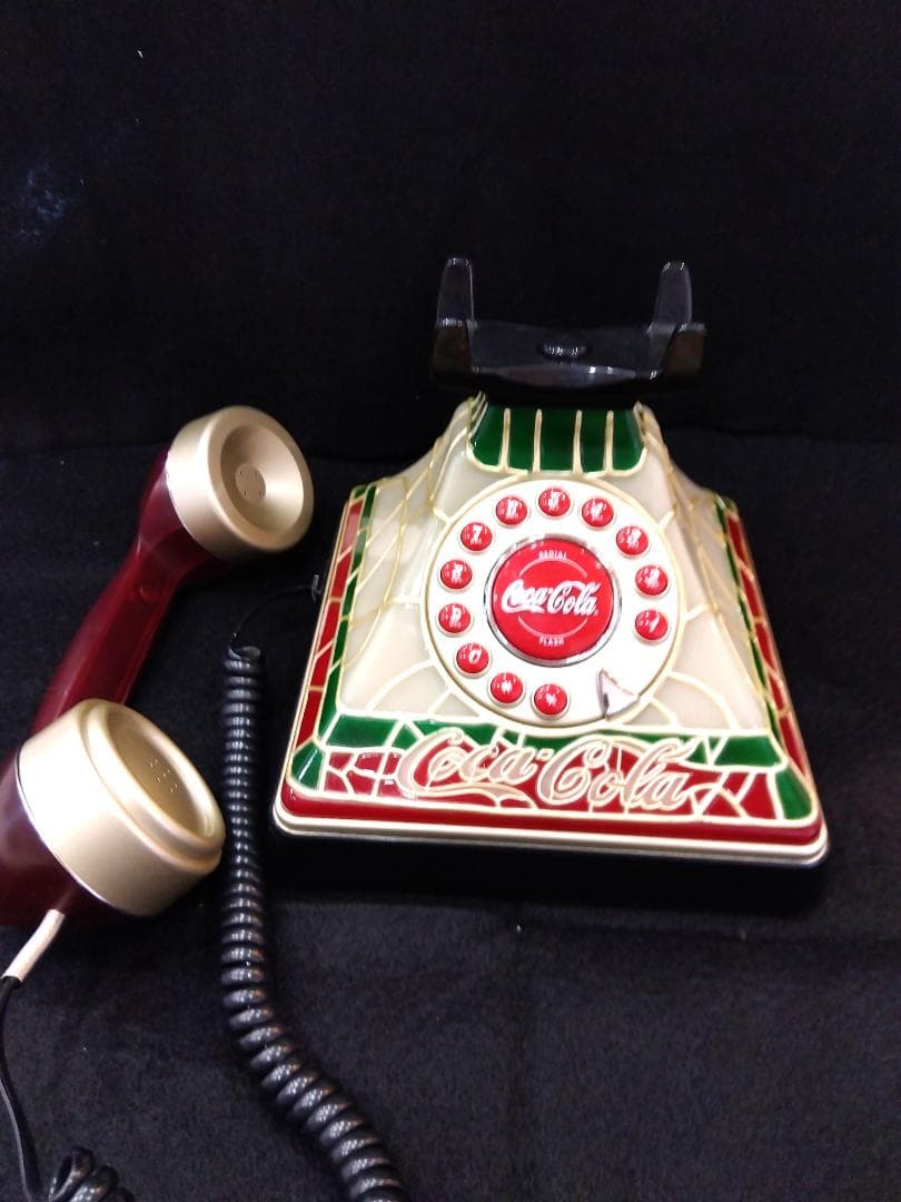 箱・取説ありコカコーラ ステンドグラス調 ビンテージ Coca-Cola 電話機