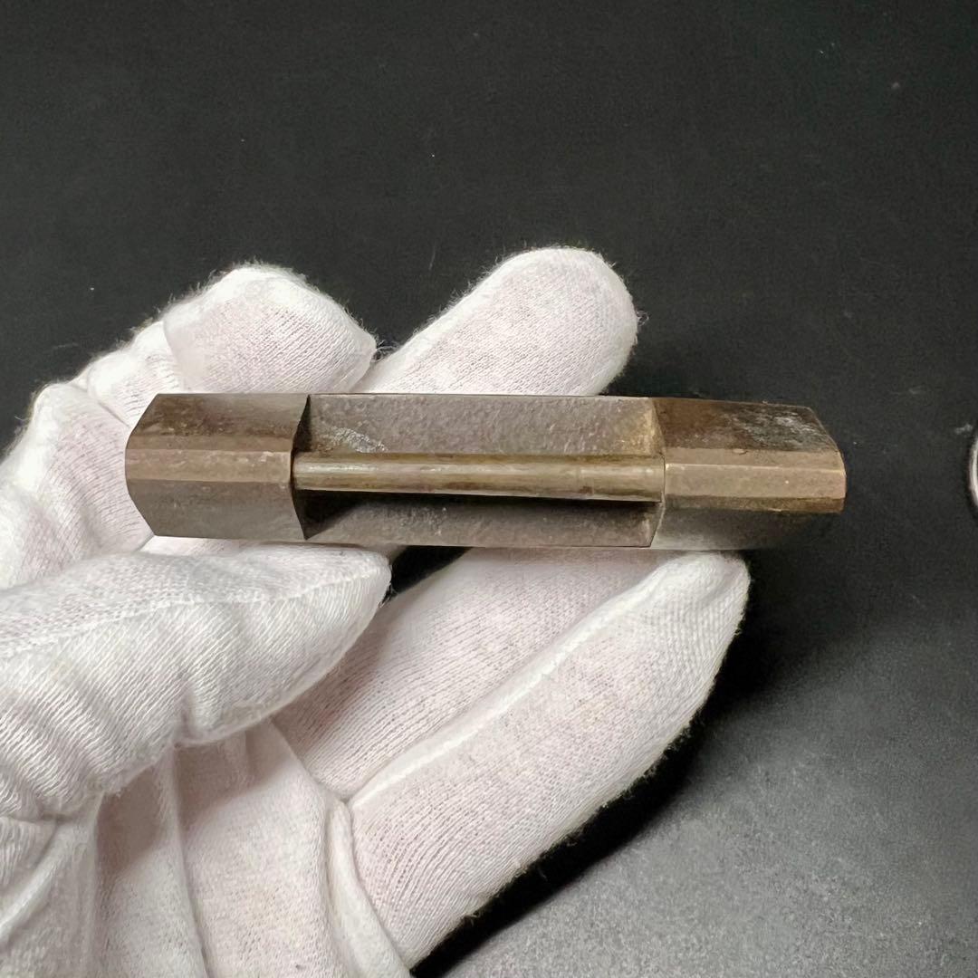 ◎古道具 庵々◎清末〜民国期 真鍮製カラクリ錠前 剣文様 ビットキー付◎珍品中国