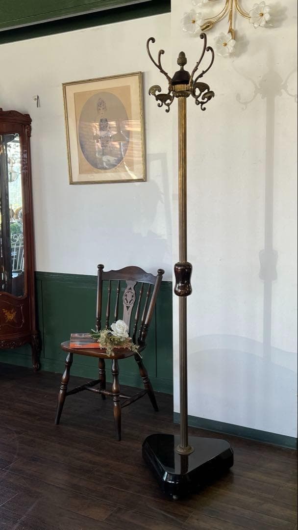 k065r119 アンティーク調コートハンガー/ポールハンガー 帽子掛け 回転