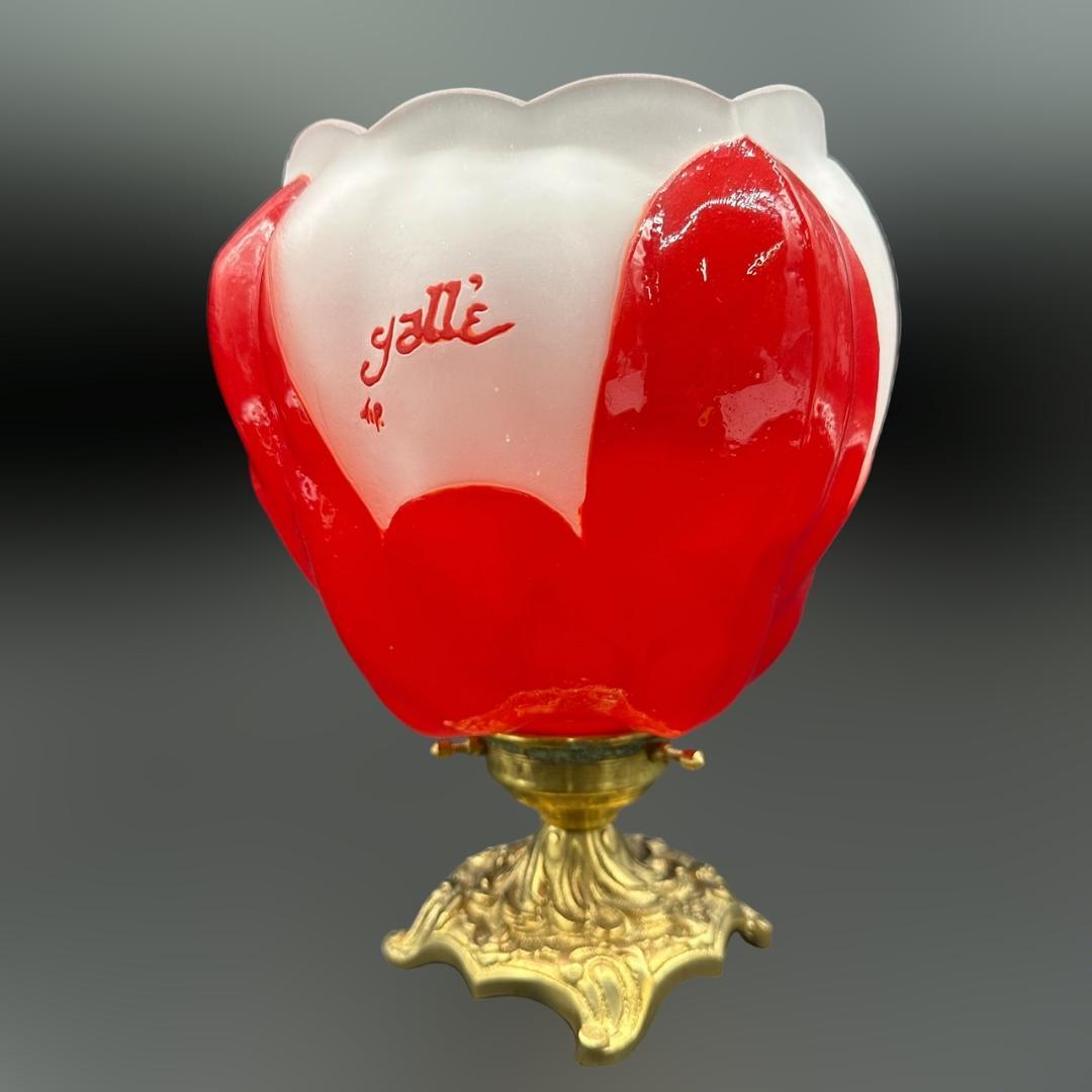 エミールガレ フラワー型　卓上照明 　技法スフレ　被せガラス　高さ22