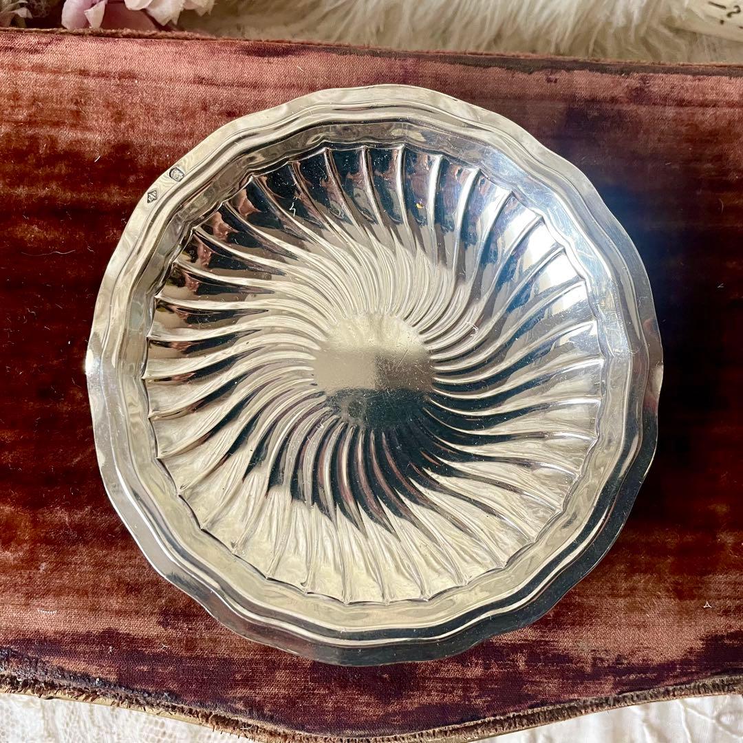 ピュイフォルカ　花リムシルバープレート　純銀　フランスアンティーク