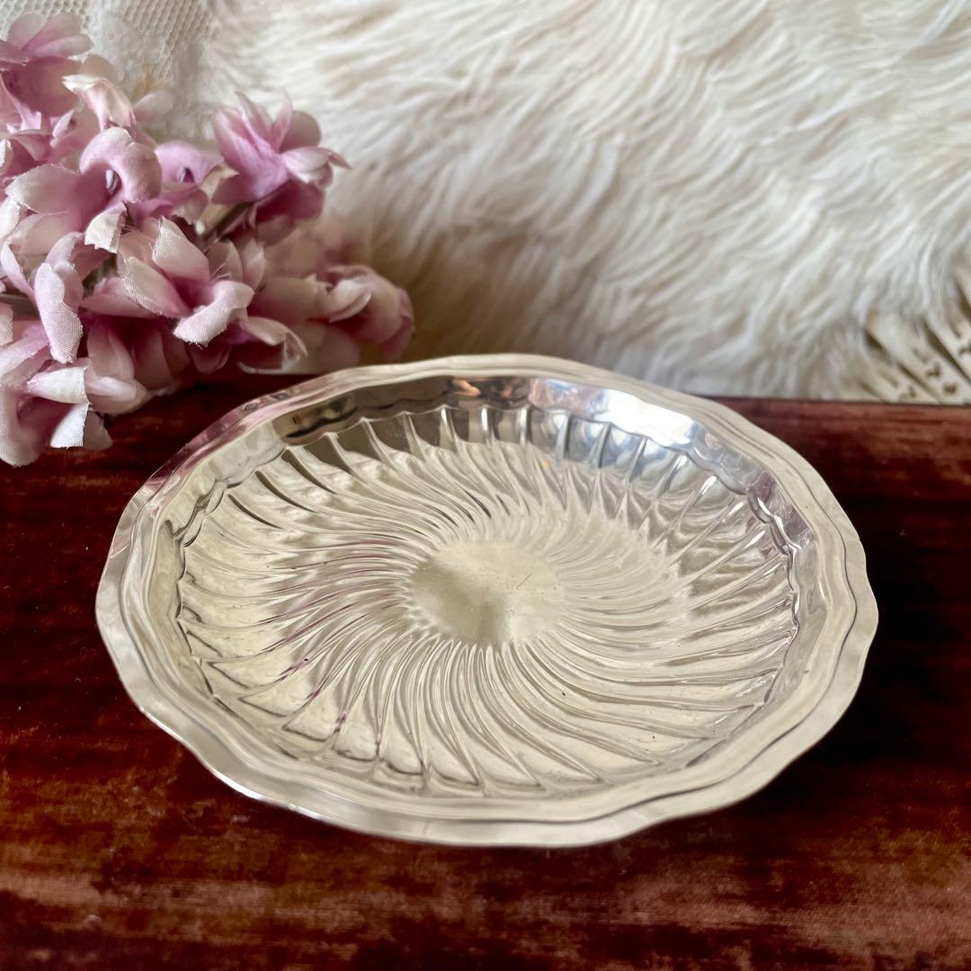 ピュイフォルカ　花リムシルバープレート　純銀　フランスアンティーク