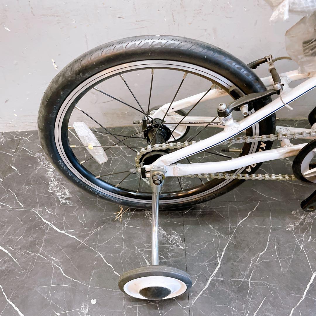 【922】ロードバイク風 子供車 Number ホワイト 補助輪付き