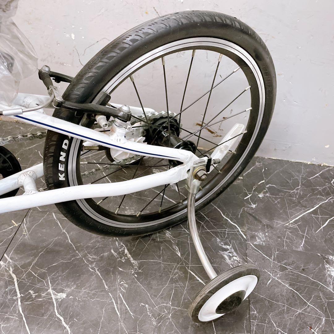 【922】ロードバイク風 子供車 Number ホワイト 補助輪付き
