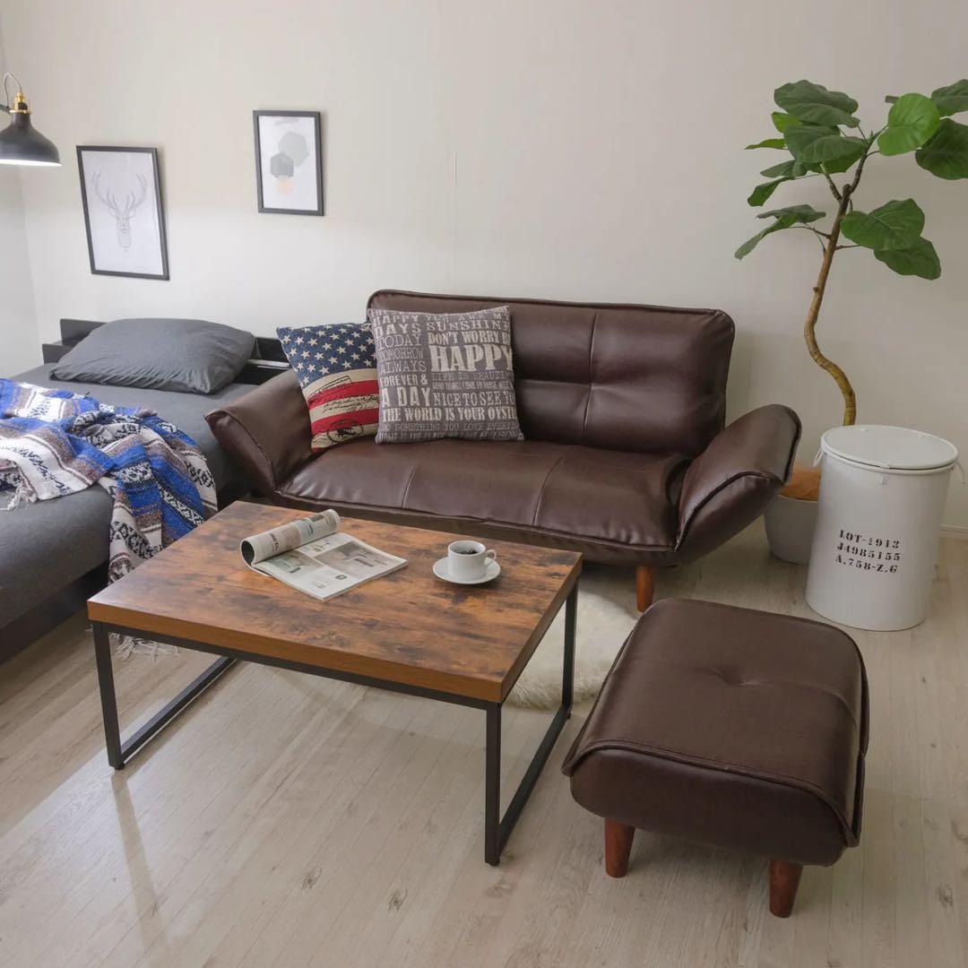 セルタン　ブラウン 2人掛けソファ 脚部付き