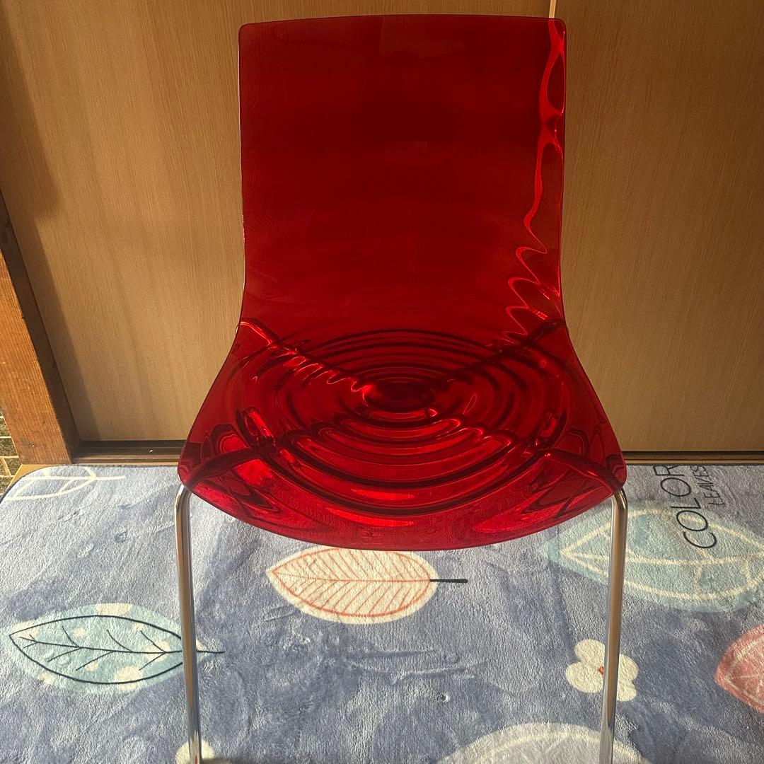 【廃盤レア】イタリア製　カリガリス L'EAU アクリルチェア 赤　1本ネジ無し
