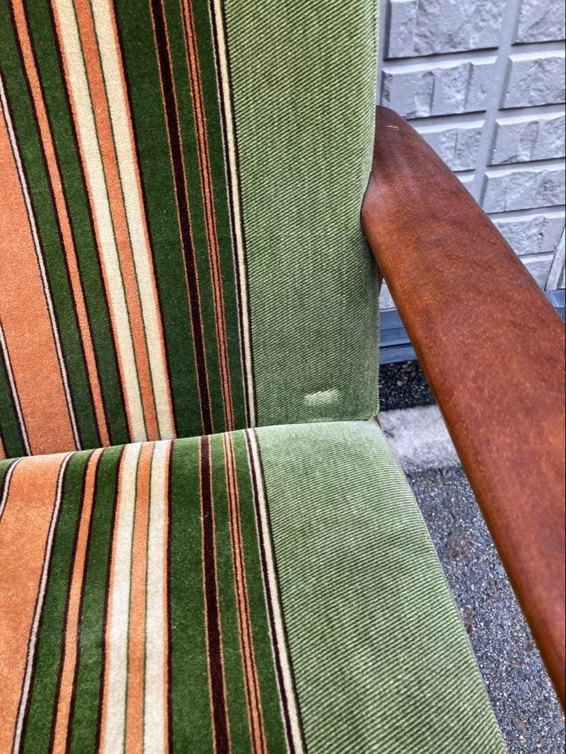 ■オールドカリモク■Kチェア■ストライプ柄■2Pソファ■ビンテージ/レトロ